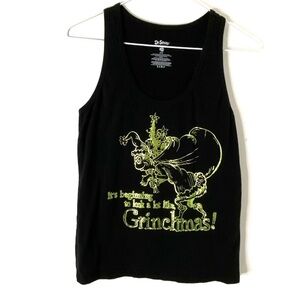 Dr. Seuss The Grinch Black Metallic Graphic Scoop Neck Tank Grinchmas Holiday